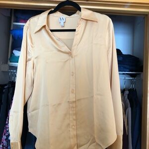 Worthington Light Tan Button-Up Blouse